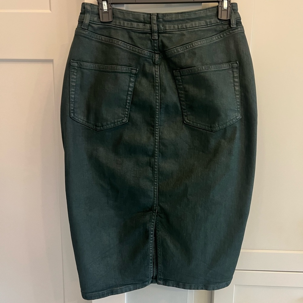 Pilcro Coated Denim Pencil Skirt Green size 4 - Picture 6 of 10